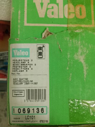 Faro Derecho Valeo Audi 90 / Coupé / Quattro