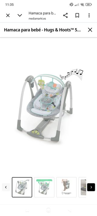 Hamaca Columpio para Bebé Hugs & Hoots