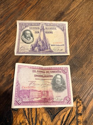 Billetes Antiguos 50 y 100 Pesetas 1928