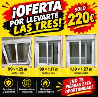 Set de 3 Ventanas Correderas de Aluminio