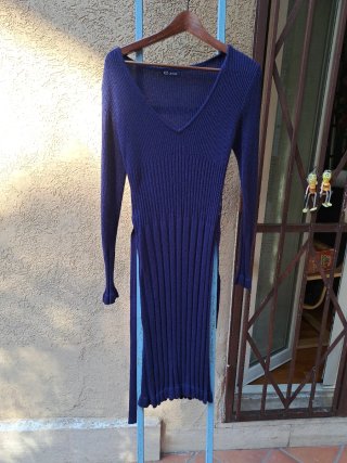 Abito lungo Elexa in lana blu