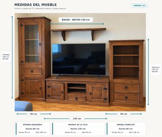 Mueble de Salón Rústico de Madera Maciza