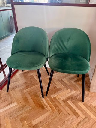 Set de 2 sillas de comedor en terciopelo verde