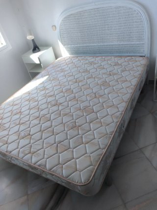 Cama con Cabecero de Mimbre Blanco