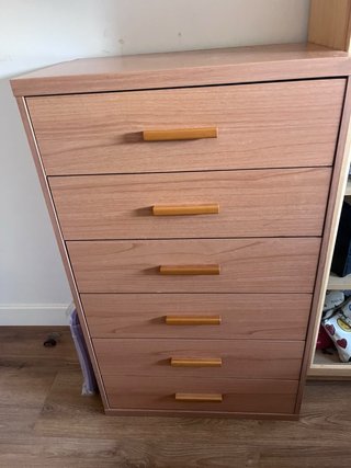 Cómoda de madera con 6 cajones