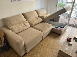 Sofá Cama con Canapé Beige 260x160