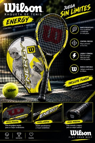 Raqueta de tenis Wilson Energy con funda original
