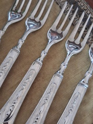 Set 5 Forchette da Dolce in lamina d'argento 800