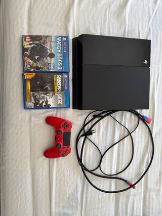 PS4 (PlayStation 4) 500GB + Mando rojo + 2 Juegos