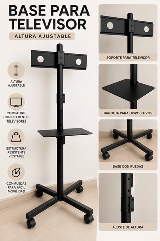 Base para TV con Ruedas y Altura Ajustable