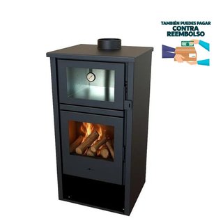 Estufa de leña con horno inox LUX 0033MAD