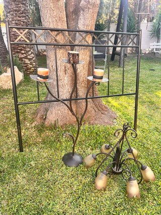 Conjunto de Forja: Cabecero, lampara y candelabro