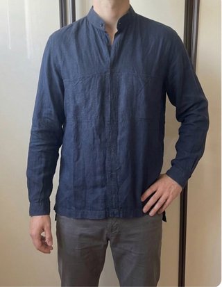 Camicia in puro lino collo coreano