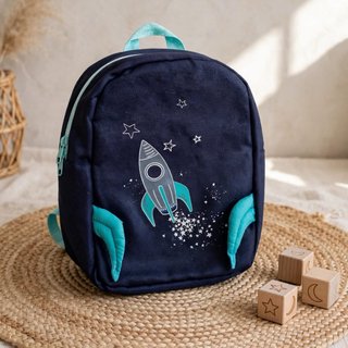 Mochila Infantil Azul con Estampado de Cohete