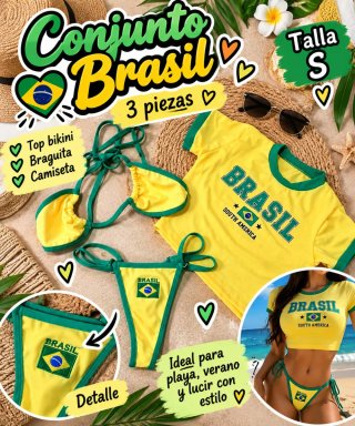 Conjunto Brasil 3 Piezas Talla S