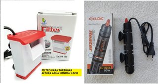 Pack para mini acuario tortuga calentador y filtro