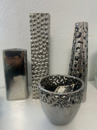 Set de 4 Jarrones Decorativos Plateados