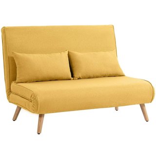 Sofá Cama 2 Plazas Plegable 5 Posiciones Amarillo