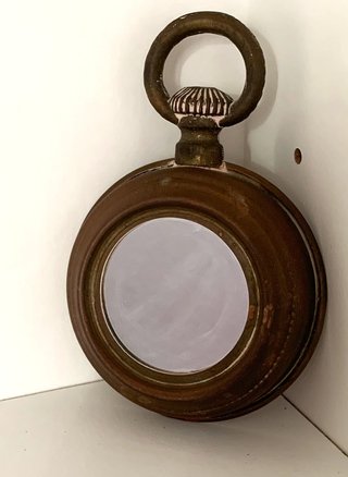 Pequeño espejo vintage forma de reloj de bolsillo
