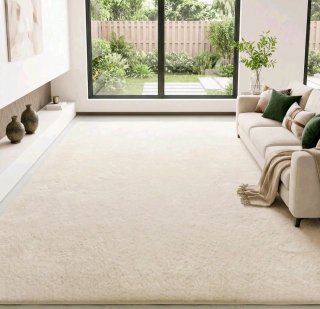 Alfombra Lavable Color Crema rectangular