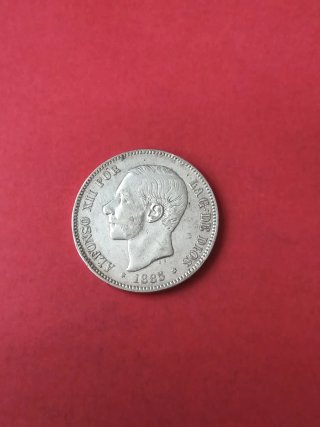 5 PESETAS 1885 *87 MPM.PLATA. ALFONSO XII. RARA