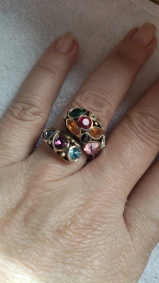 Anillo Cóctel Bypass Bañado en Oro