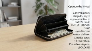 Cartera Unisex Alargada Negra
