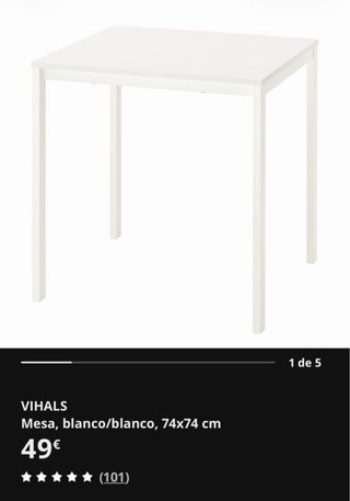 Mesa blanca Ikea con juego de sillas (4 unidades)