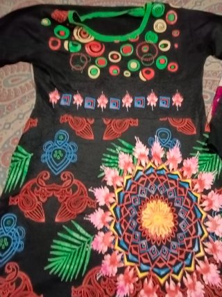 Vestido Desigual Negro Estampado
