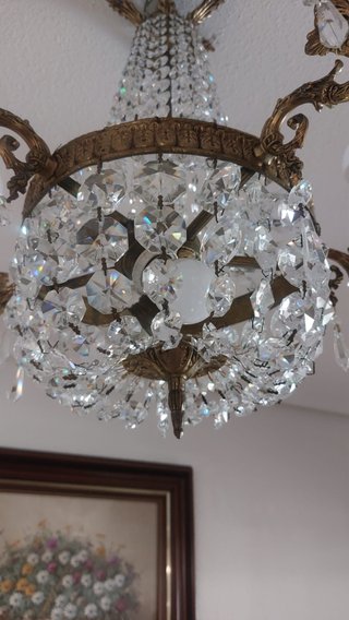Lámpara de Techo Antigua de Cristal