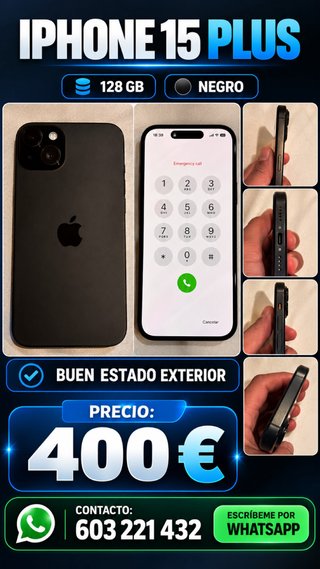 iPhone 15 Plus 128GB Negro
