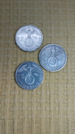 Lote de 3 monedas de plata III Reich