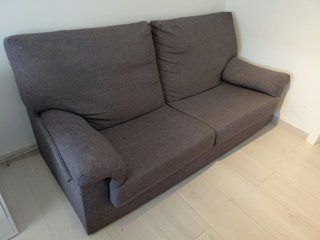 Sofá 3 Plazas Gris Tela