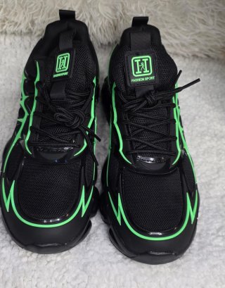 Zapatillas Deportivas Chunky Negro y Verde
