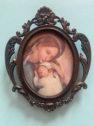 Cornice Ovale Vintage Madonna con Bambino
