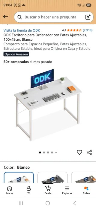 Escritorio ODK Blanco 100x48cm