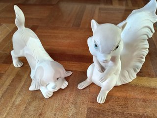 Figuras Perro y Ardilla de cerámica (Set de dos)