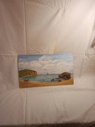 Cuadro al óleo paisaje marino
