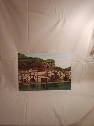 Cuadro al óleo paisaje costero