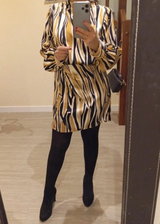 Vestido Estampado de Rayas Mango