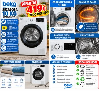 Secadora Beko 10kg Bomba de Calor