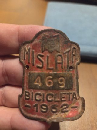 Matrícula antigua de bicicleta Mislata 1962