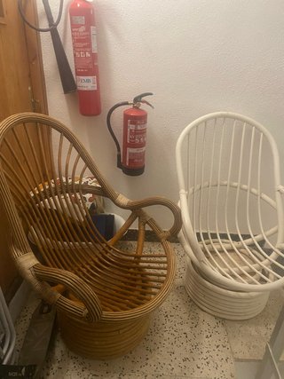 2 Sillas de Ratán Marron 100   Blanco 50 Arbol