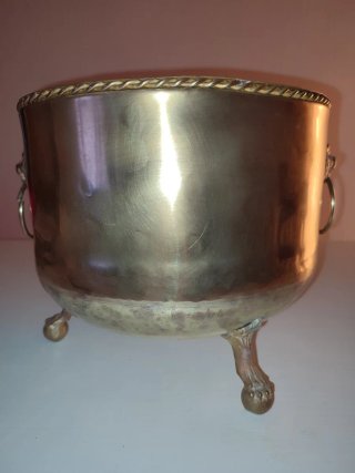 Macetero o Caldero de Latón Antiguo