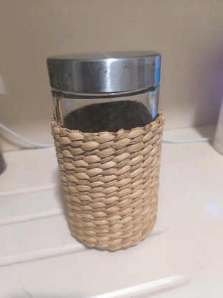 Bote Organizador de Cristal y Ratán 1,5L