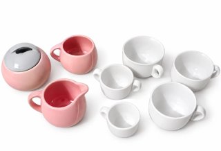 Juego de Porcelana Blanco y Rosa