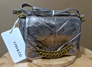 Bolso Bandolera Metalico Bronce