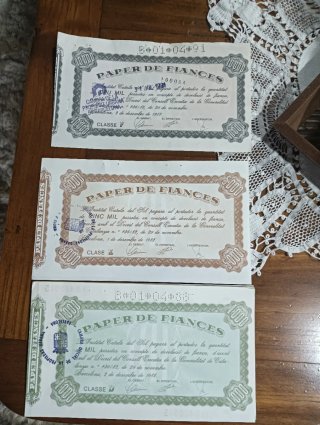 3 Documentos Paper de Fiances 1942