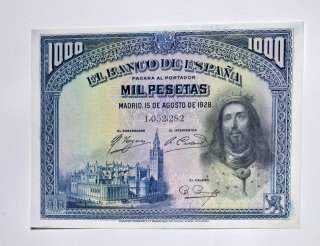 1000 Pesetas 1928 Sin serie 1052