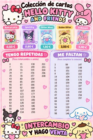 Cartas Hello Kitty and Friends - Venta/Cambio